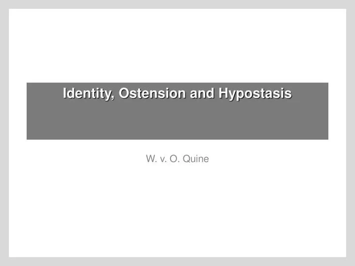 identity ostension and hypostasis