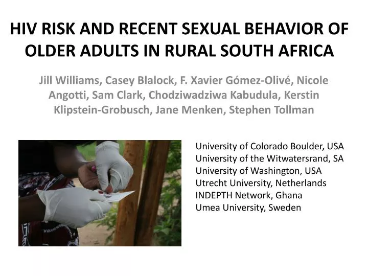 hiv risk and recent sexual behavior of older adults in rural south africa