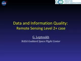 Data and Information Quality : Remote Sensing Level 2+ case