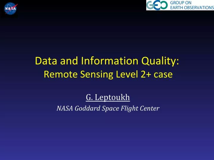 data and information quality remote sensing level 2 case