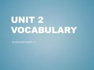 Unit 2 Vocabulary