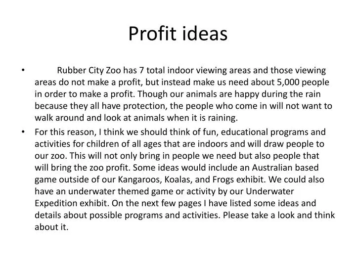 profit ideas