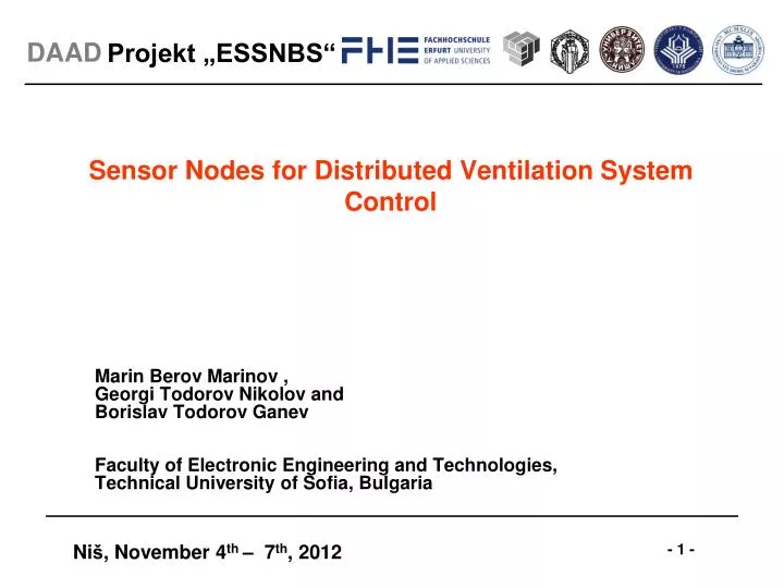 sensor nodes for distributed ventilation system control