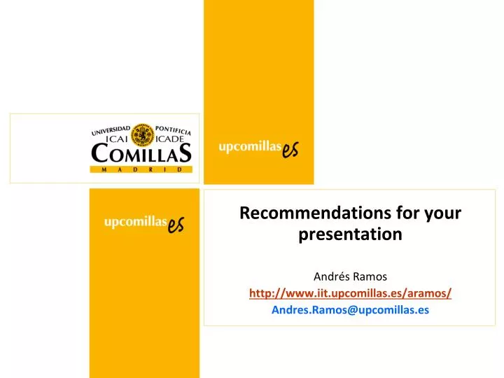recommendations for your presentation