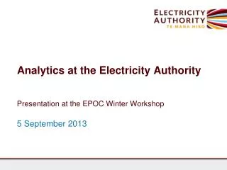 Analytics at the Electricity Authority