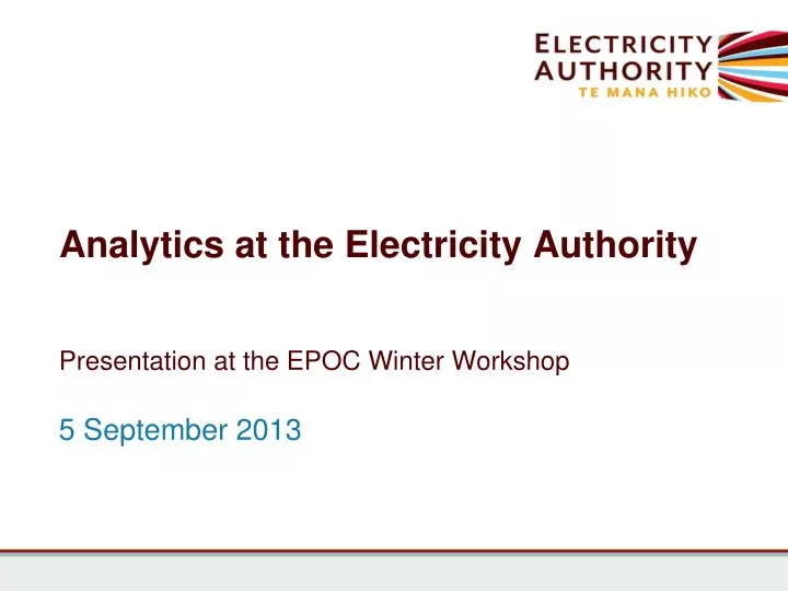 analytics at the electricity authority