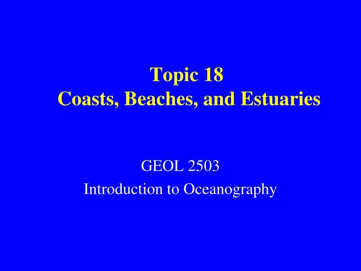 topic 18 coasts beaches and estuaries