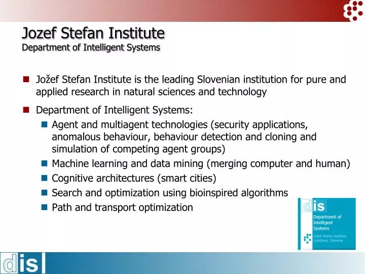 jozef stefan institute department of intelligent systems