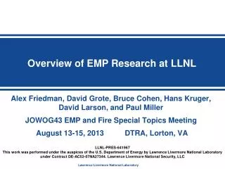 Overview of EMP Research at LLNL