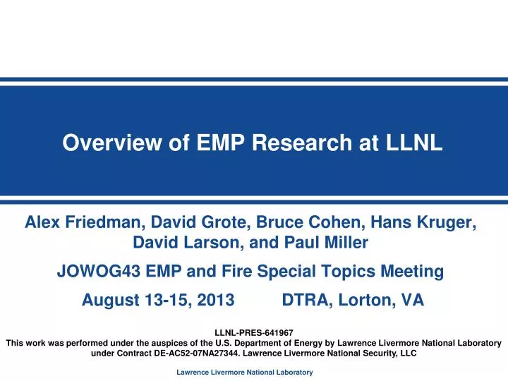 overview of emp research at llnl