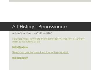 Art History - Renassiance