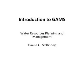 Introduction to GAMS