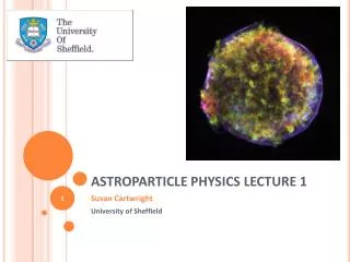 ASTROPARTICLE PHYSICS LECTURE 1