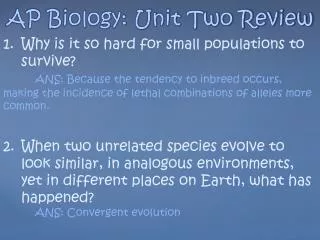 AP Biology: Unit Two Review