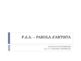 p d a parola d artista