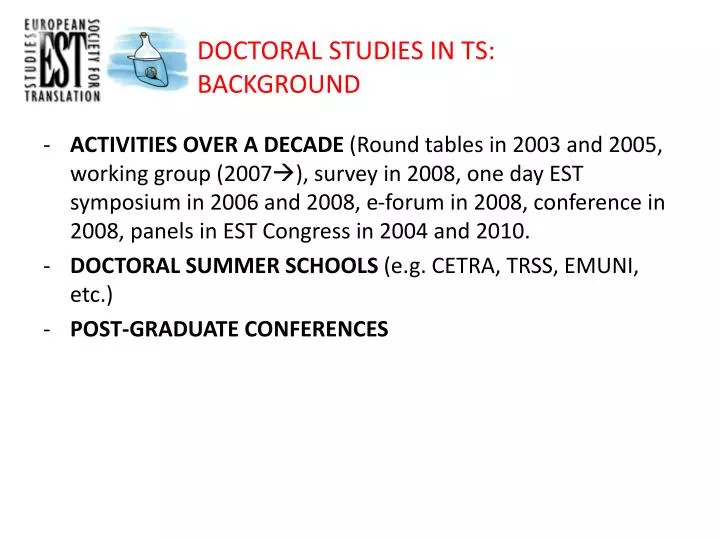 doctoral studies in ts background