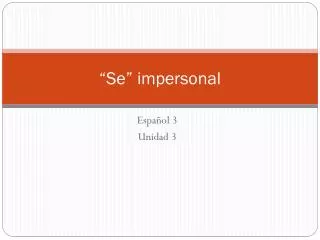 se impersonal