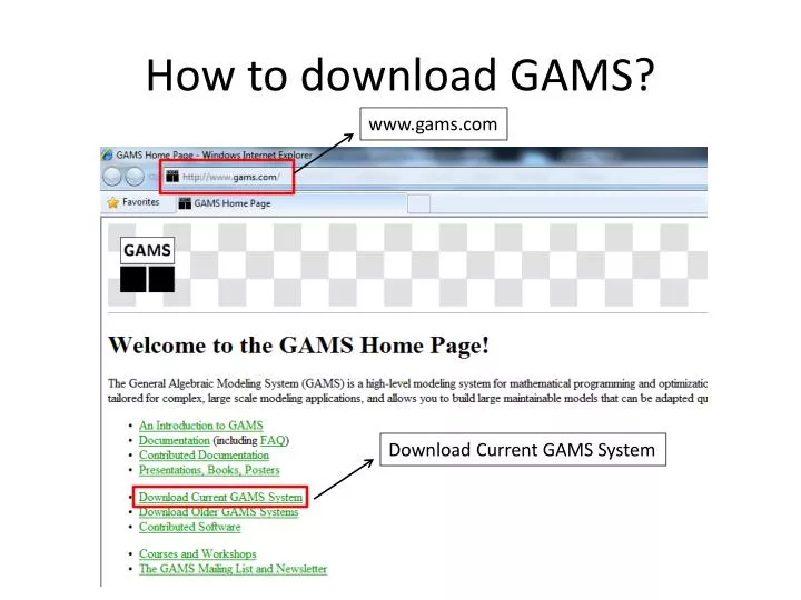 how to download gams