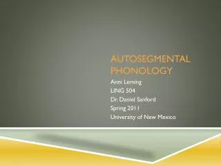 AUTOSEGMENTAL PHONOLOGY