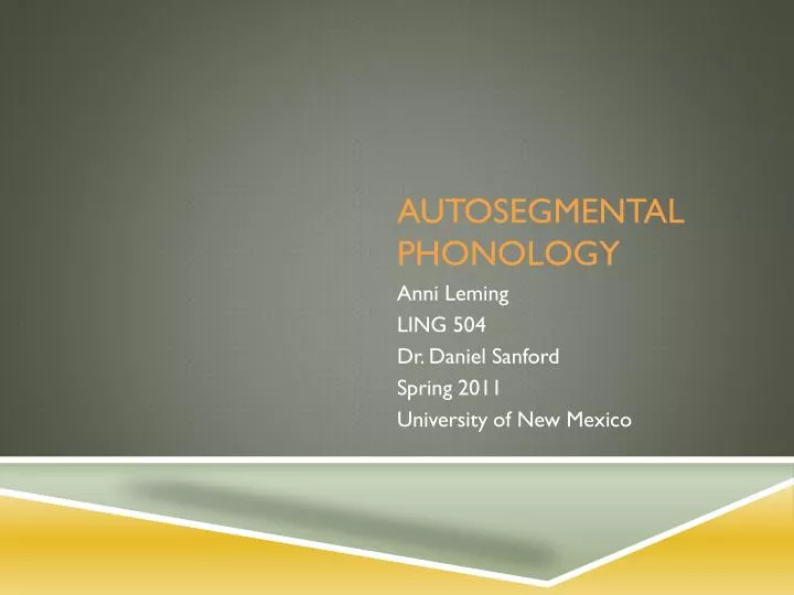 autosegmental phonology