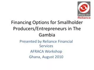 Financing Options for Smallholder Producers/Entrepreneurs in T he Gambia