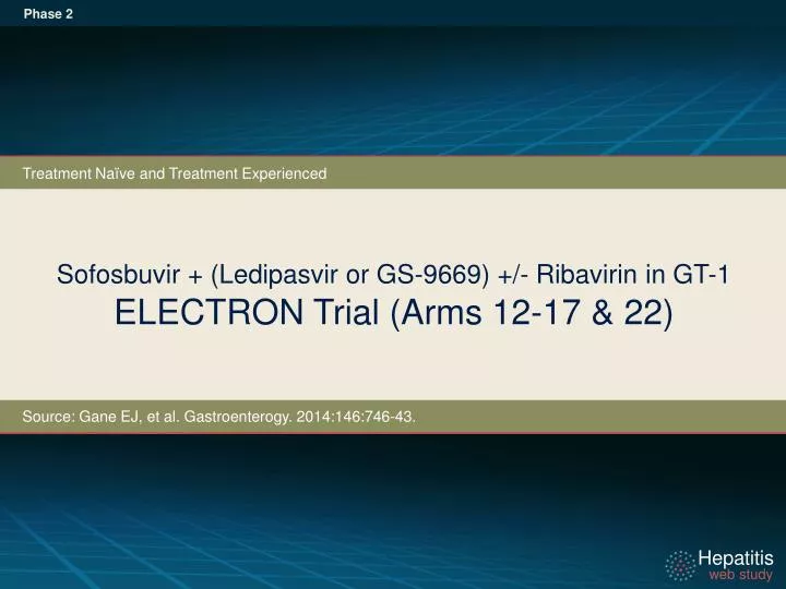 sofosbuvir ledipasvir or gs 9669 ribavirin in gt 1 electron trial a rms 12 17 22