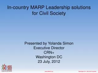 In-country MARP Leadership solutions for Civil Society