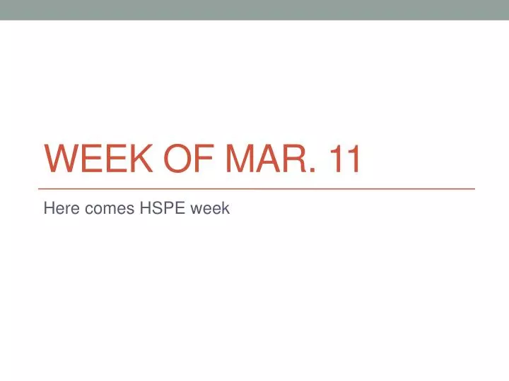 week of mar 11