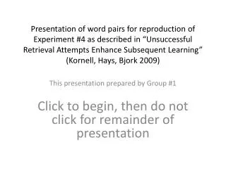 This presentation prepared by Group #1
