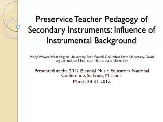 Preservice Teacher Pedagogy of Secondary Instruments: Influence of Instrumental Background