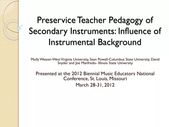 preservice teacher pedagogy of secondary instruments influence of instrumental background