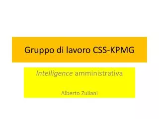 gruppo di lavoro css kpmg