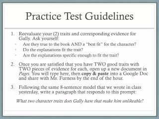 practice test guidelines