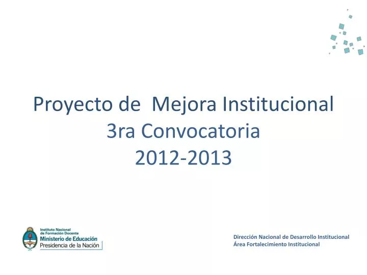 proyecto de mejora institucional 3ra convocatoria 2012 2013