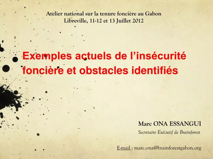 exemples actuels de l ins curit fonci re et obstacles identifi s