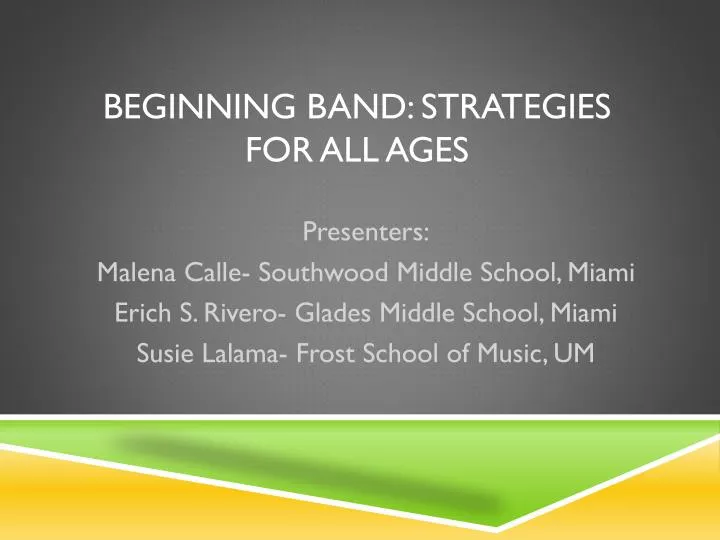 beginning band strategies for all ages