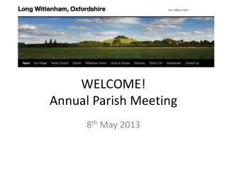 WELCOME! Annual Parish Meeting