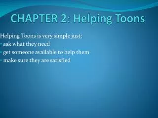CHAPTER 2: Helping Toons