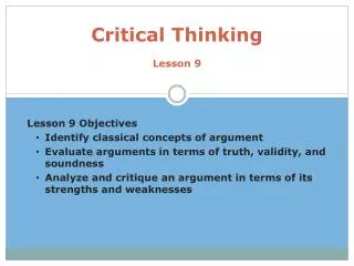 Critical Thinking Lesson 9