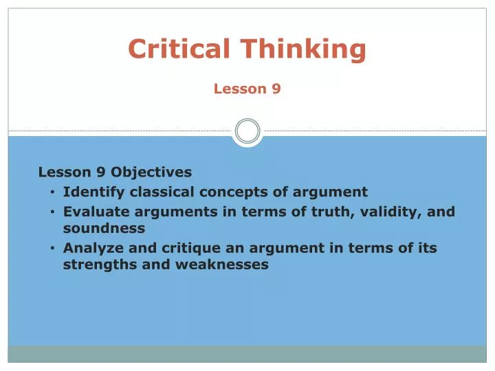critical thinking lesson 9