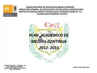 plan acad mico de mejora continua 2012 2013