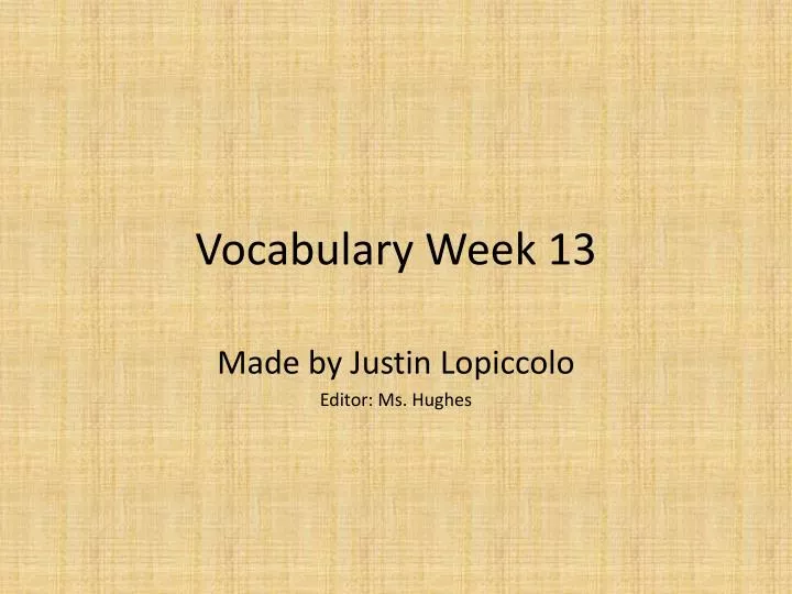 vocabulary week 13