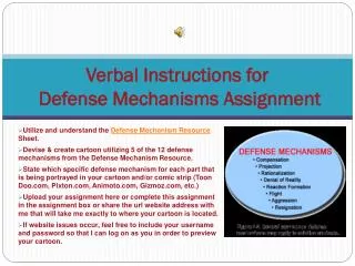 Verbal Instructions for Defense Mechanisms Assignment