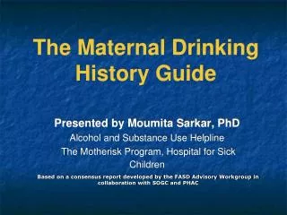 The Maternal Drinking History Guide