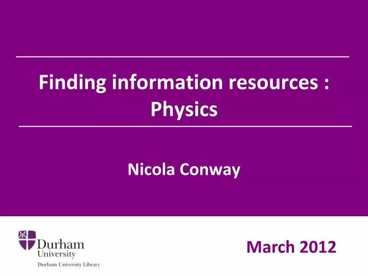 finding information resources physics