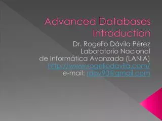 Advanced Databases Introduction