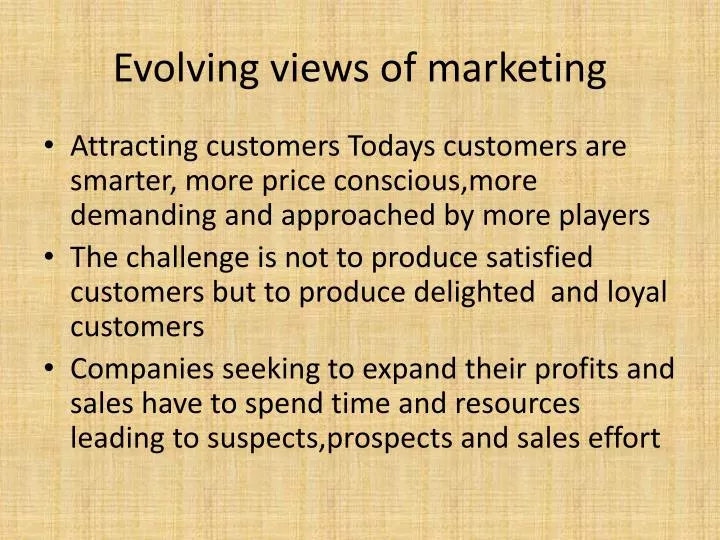 evolving views of marketing