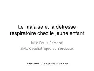 le malaise et la d tresse respiratoire chez le jeune enfant
