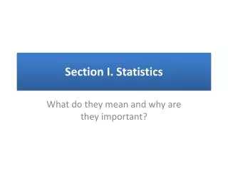Section I. Statistics