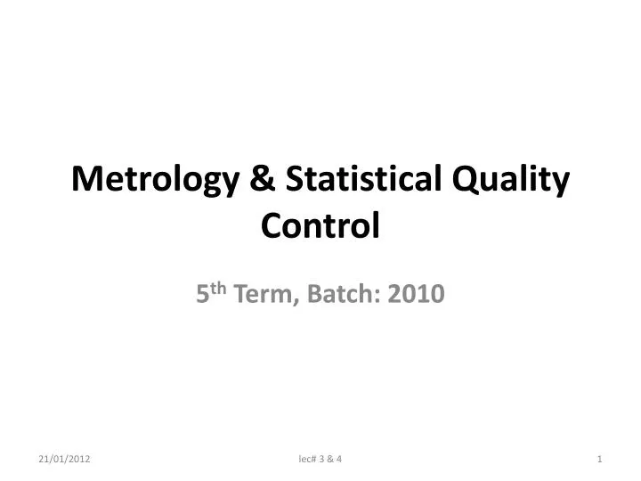 metrology statistical quality control